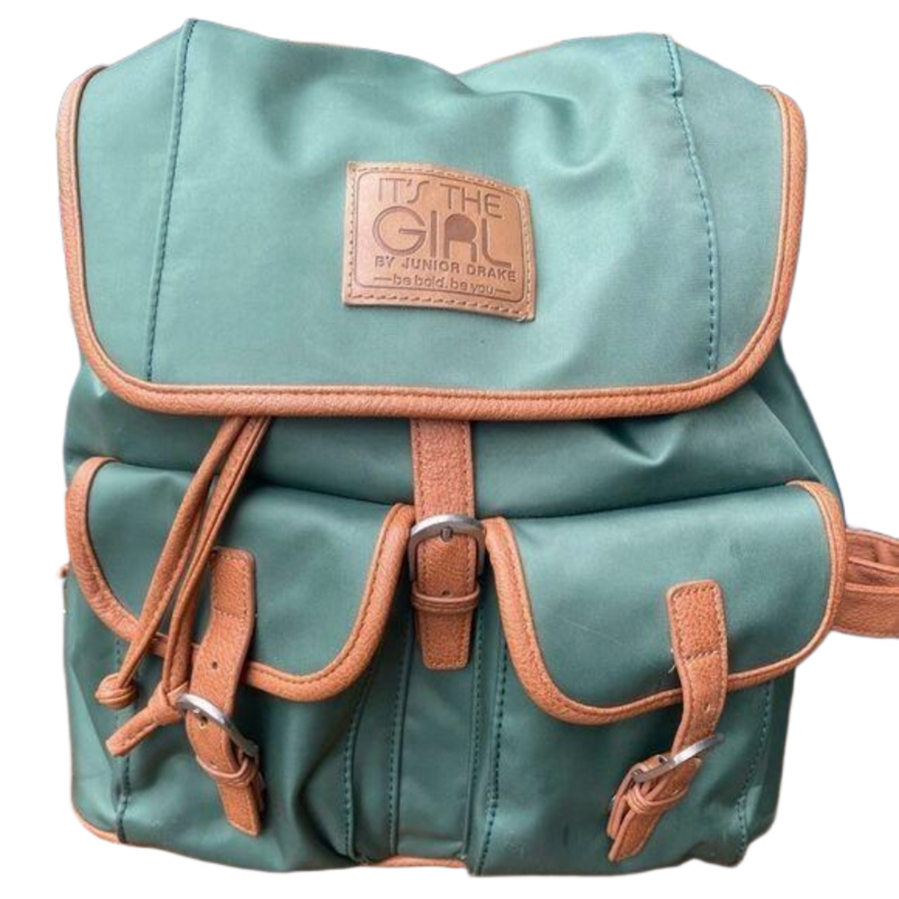 ITS THE GIRL Backpack Purse Green W Leather Bag​​​​​